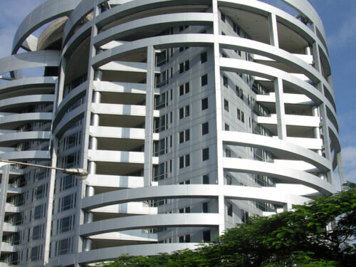 Wellington Mews , aluminum cladding , large curved sunshades